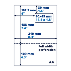 4x A4 packing slip/return label, Address label, 90mm x 45mm - 100 sheets