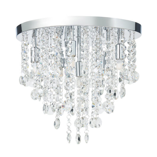 Montego 9 Light Crystal Effect Semi Flush Ceiling Light - Chrome